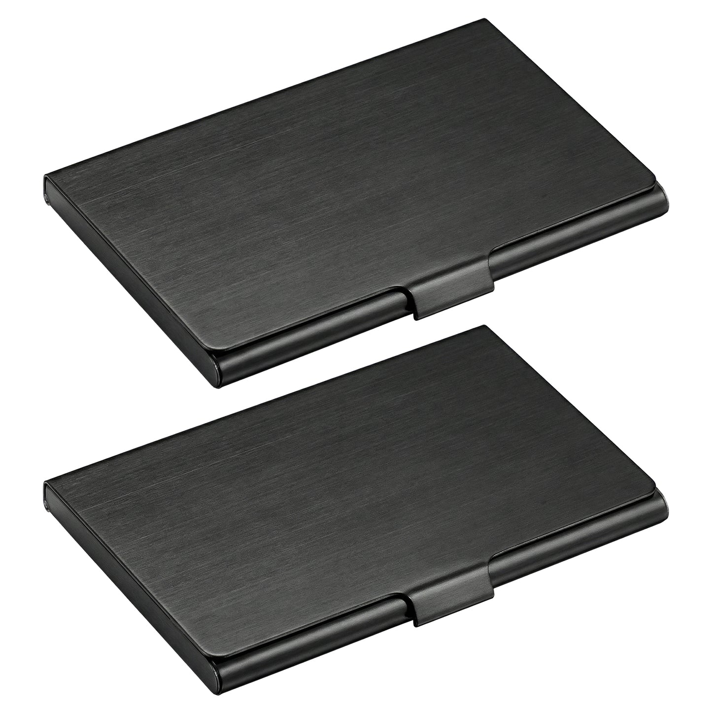 Bremorou 2Pcs Business Card Holder Case, Slim Metal Business Card Holder, Stainless Steel Professional Business Card Holder, Pocket Card Case for Men & Women, PU Leather Magnetic Clasp Card Holder