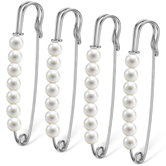 Ymapinc Sliver Pearl Brooch Pins for Women - Decorative Small Safety Pins for Clothes Hijab Pin Fashion Sweater Shirt Skirts Dresses Pants Sleeves Hats Collars Scarves Bags Meeting Wedding