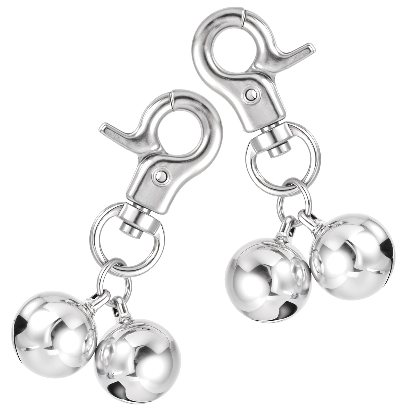 2 Pcs Bell for Collar, Stainless Steel Pet Collar Bells Charm Pet Pendant Accessories Pets Hanging Ring Bell Accessories with Heavy Duty Snap Clips, Loud Sound Tracker for Dogs, Cats