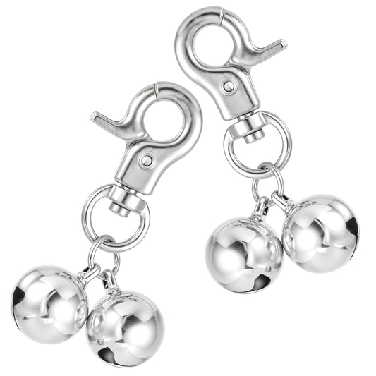 2 Pcs Bell for Collar, Stainless Steel Pet Collar Bells Charm Pet Pendant Accessories Pets Hanging Ring Bell Accessories with Heavy Duty Snap Clips, Loud Sound Tracker for Dogs, Cats