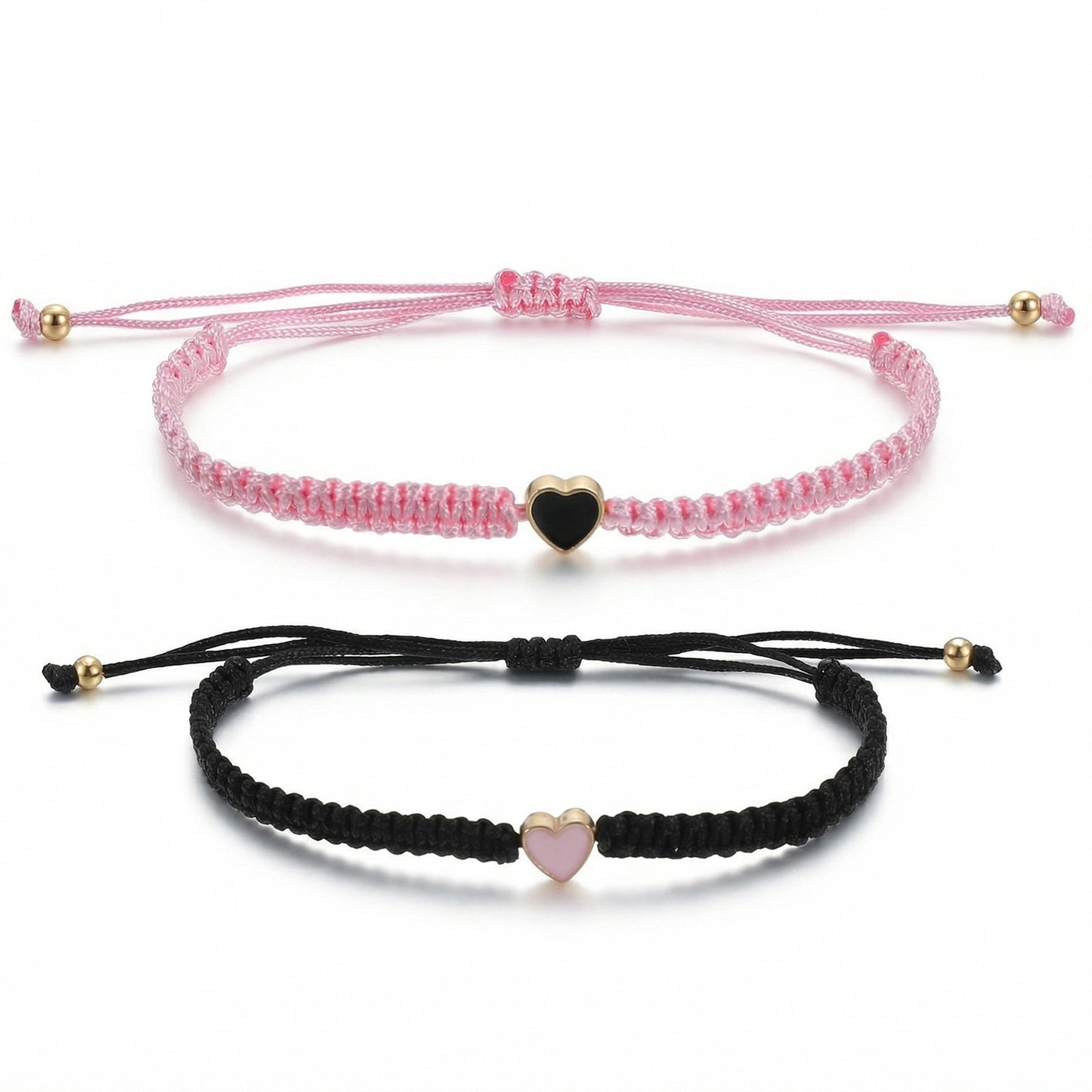 Ymapinc Friendship Bracelet for Girls, 2pcs Matching Heart Bracelets, Bestie Bracelet, Couples Bracelets Jewellery for Women Couples & Best Friends, Purple Gifts for Women, Pink & Black