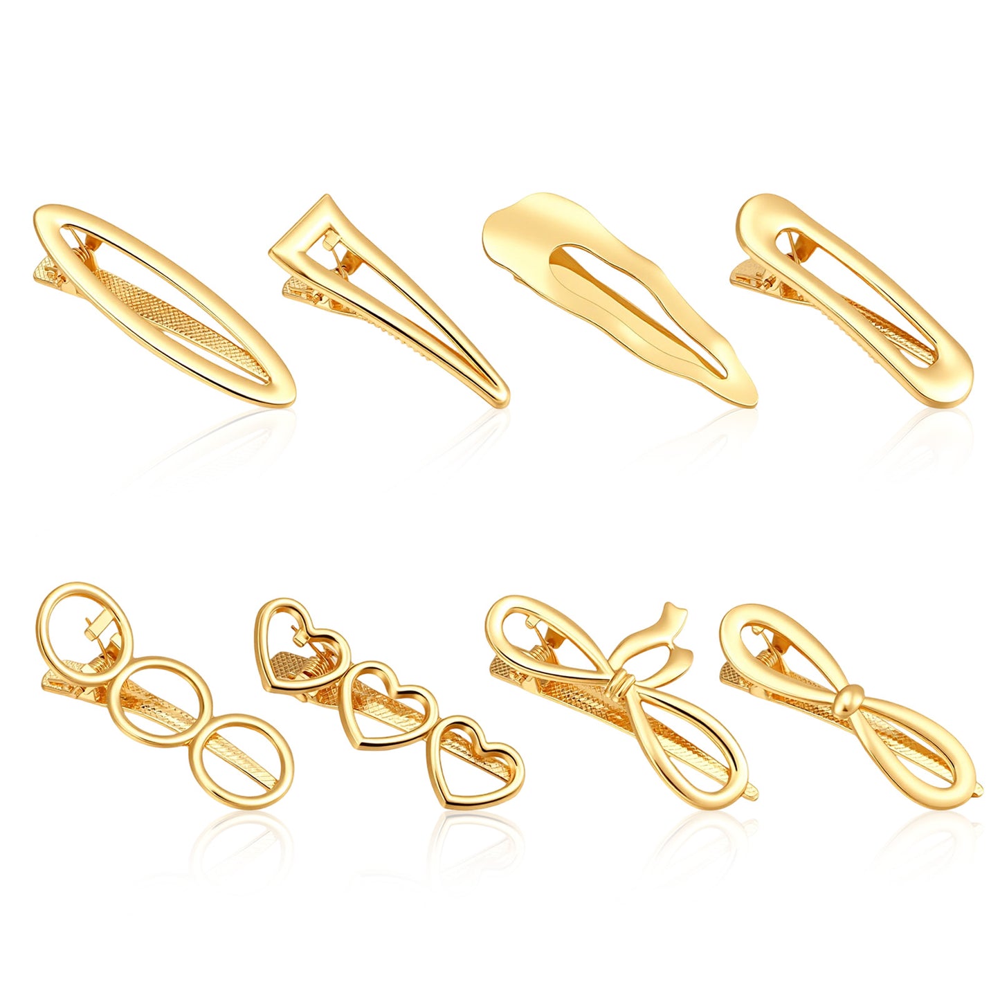 8Pcs Gold Hair Barrettes Small Gold Hair Clips for Women Metal Hairs Barrettes Sweet Cute Clips for Hairs Styling Accessories