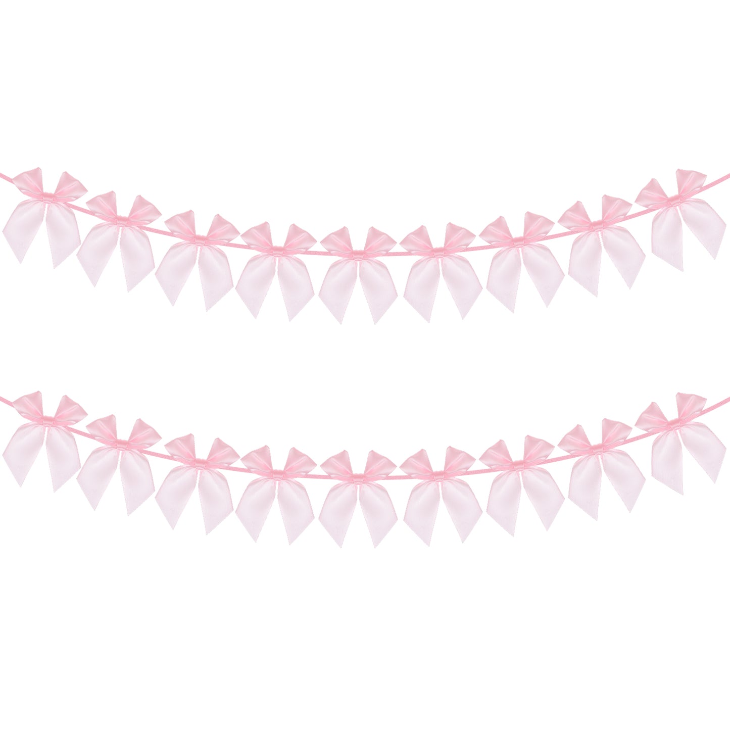 Shimmeroo 2Pcs Pink Bow Garland Banner,Ribbon Garland Bow Decorations for Party Bridal Shower Wedding Bows Decor(6.6 Feet)