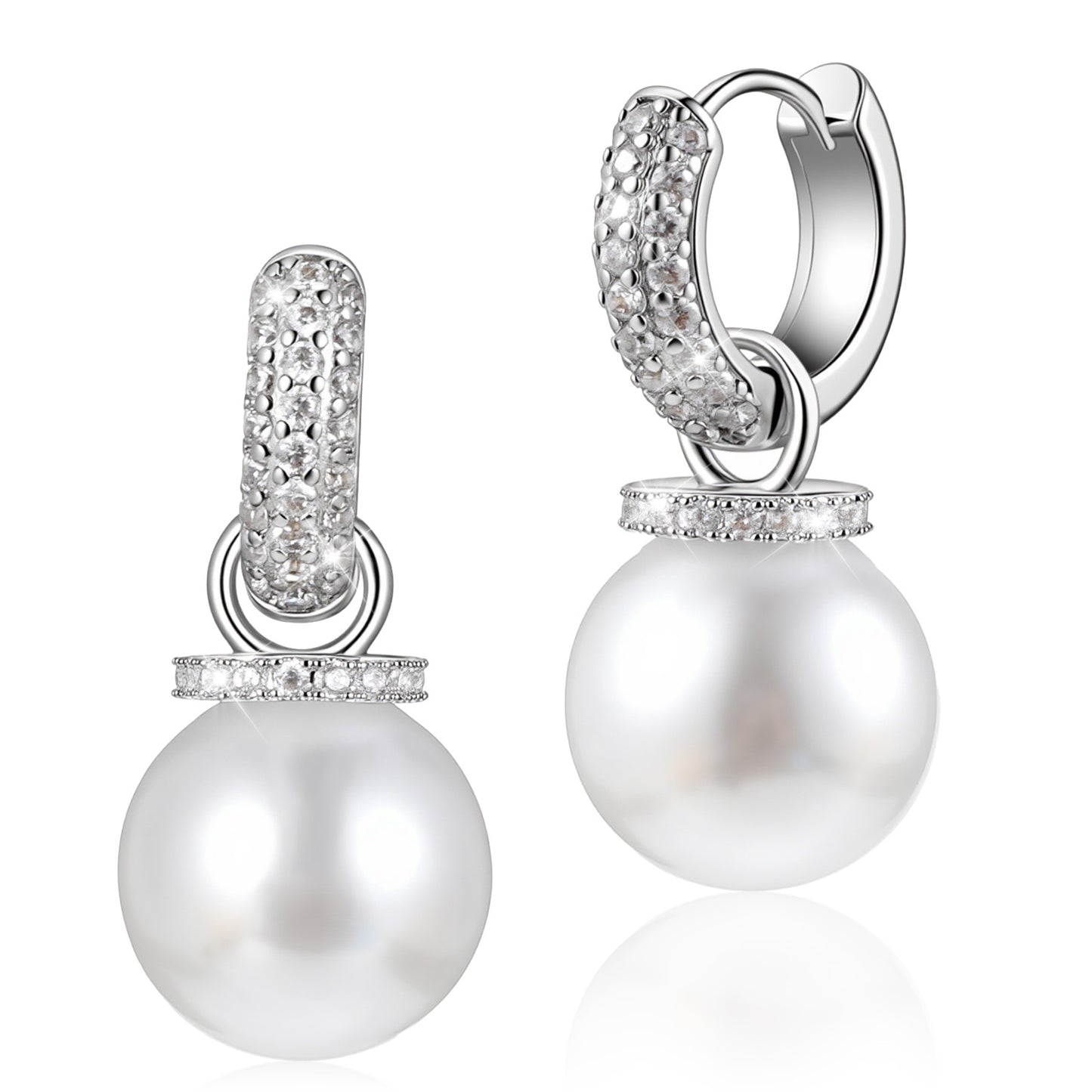 Ymapinc Elegant Pearl Earrings for Women, Silver Earrings Set with Rhinestones, Perfect Mum Gift for Mothers Day, Wedding Party Jewelry