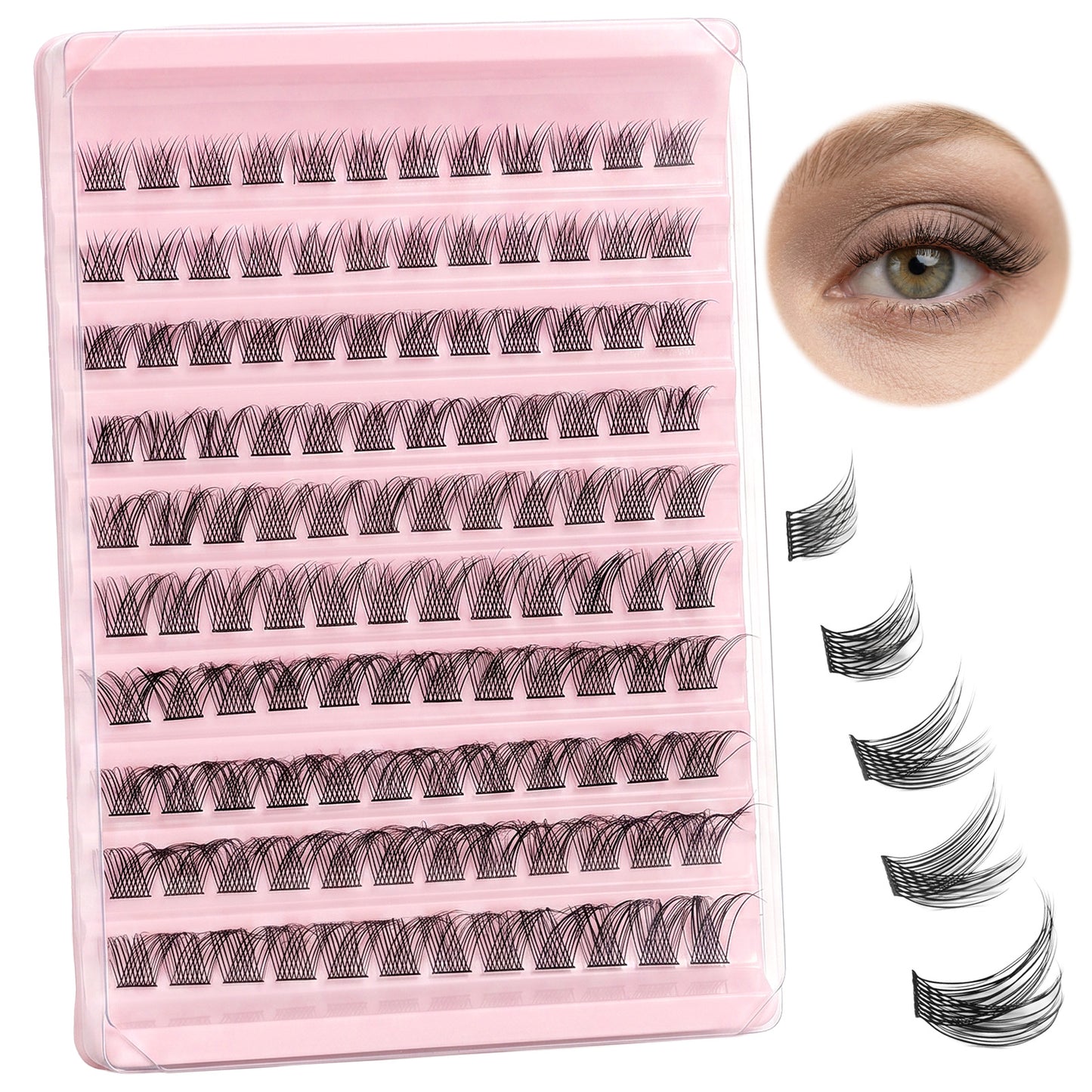 RAHHLIZS 8-16MM Black Lash Clusters Natural Eyelash Wispy Lash Extensions Dark Individual Lashes Clear Cluster Eyelash DIY Lashes Pack Makeup