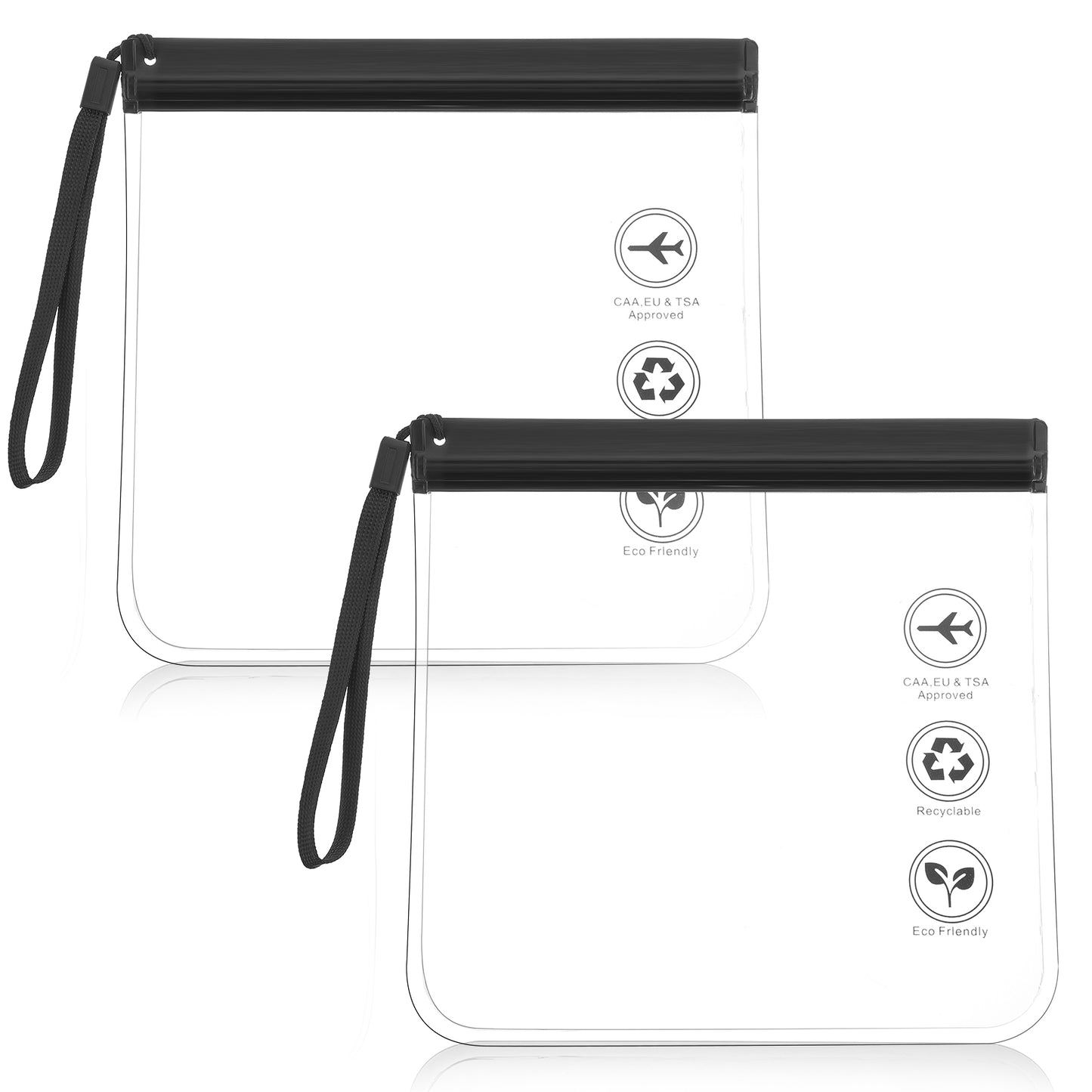 Tyqour 2Pcs Clear Travel Toiletry Bag Reusable Make Up Bag Clear Makeup Pouch Portable Waterproof Clear Travel Bags for Toiletries Security Travel Bags for Cosmetics Travel Holiday Essentials