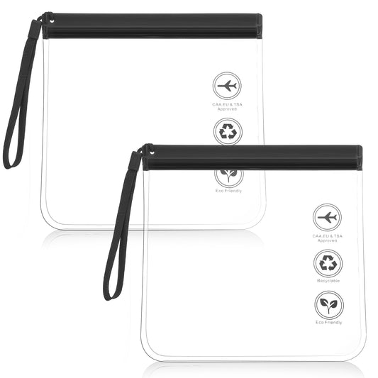 Tyqour 2Pcs Clear Travel Toiletry Bag Reusable Make Up Bag Clear Makeup Pouch Portable Waterproof Clear Travel Bags for Toiletries Security Travel Bags for Cosmetics Travel Holiday Essentials