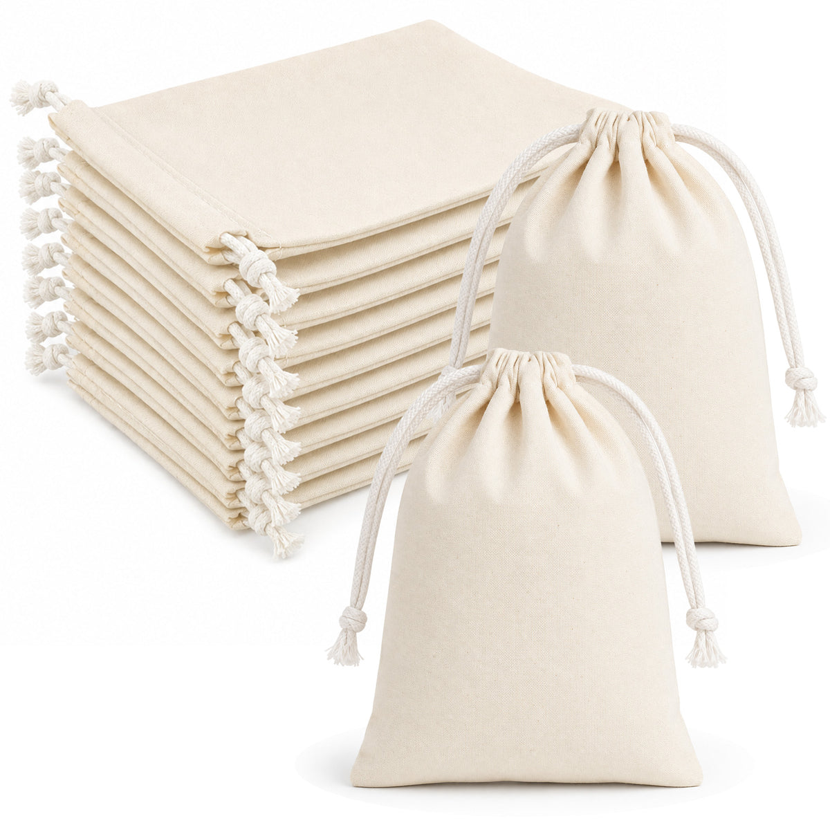 Tyqour 12pcs Small Cotton Drawstring Bag Pouch 6x4 Inch Muslin Gift Bags