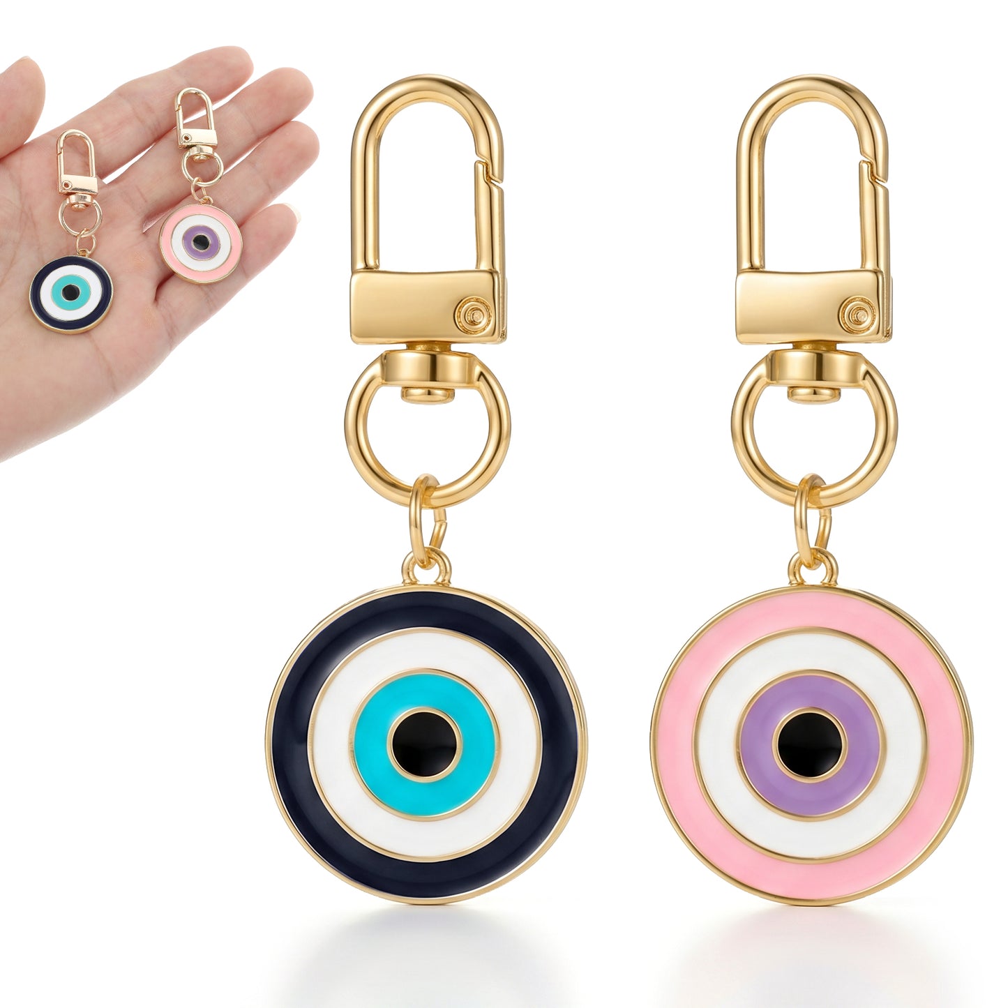 Sorcristy Evil Eye Charms Keychain Set Cute Luck Keychain for Women, Blue Keys Holder for Bags Purses Backpack