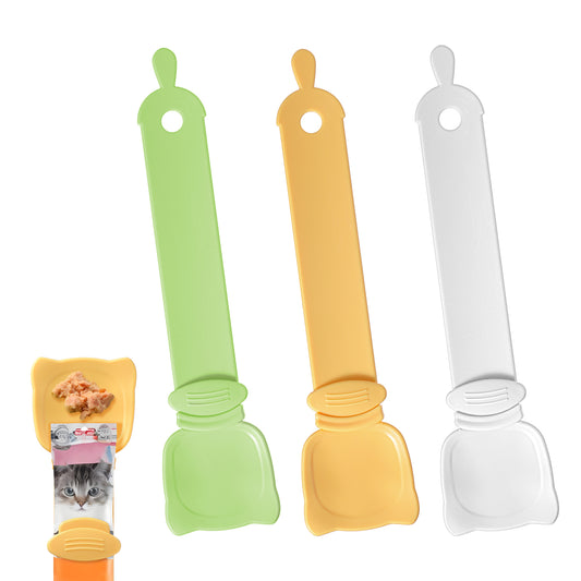 3 Pack Cat Strip Feeder Cat Treat Feeding Spoon Cat Food Spoon Cat Can Opener And Spoon Cat Food Spatula Paw Spoon Open Can With Spoon Silicone Pet Food Can Opener Spatula Scoop Mixing Spoons