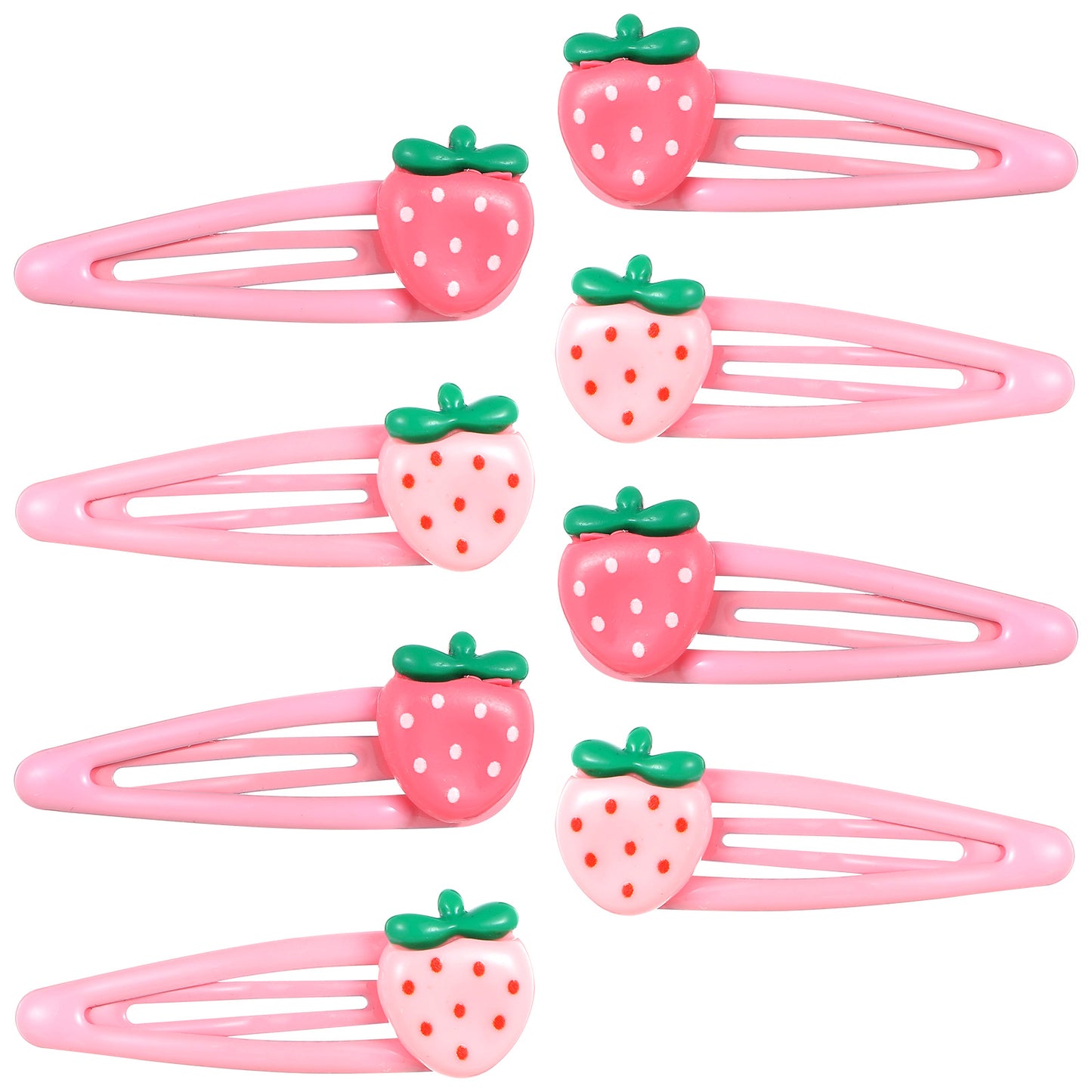 Ymapinc 8Pcs Strawberry Hair Clips for Women, Pink Kawaii Resin Snap Barrettes, Non-Slip Cute Hair Accessories Gift for Girls Teens