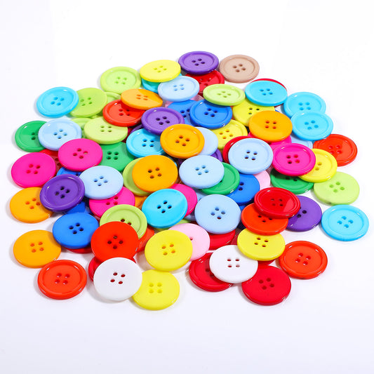 100PCS 0.98 Inch (25mm) Buttons Sewing Flatback Resin Button Mixed Colors for DIY Sewing Craft