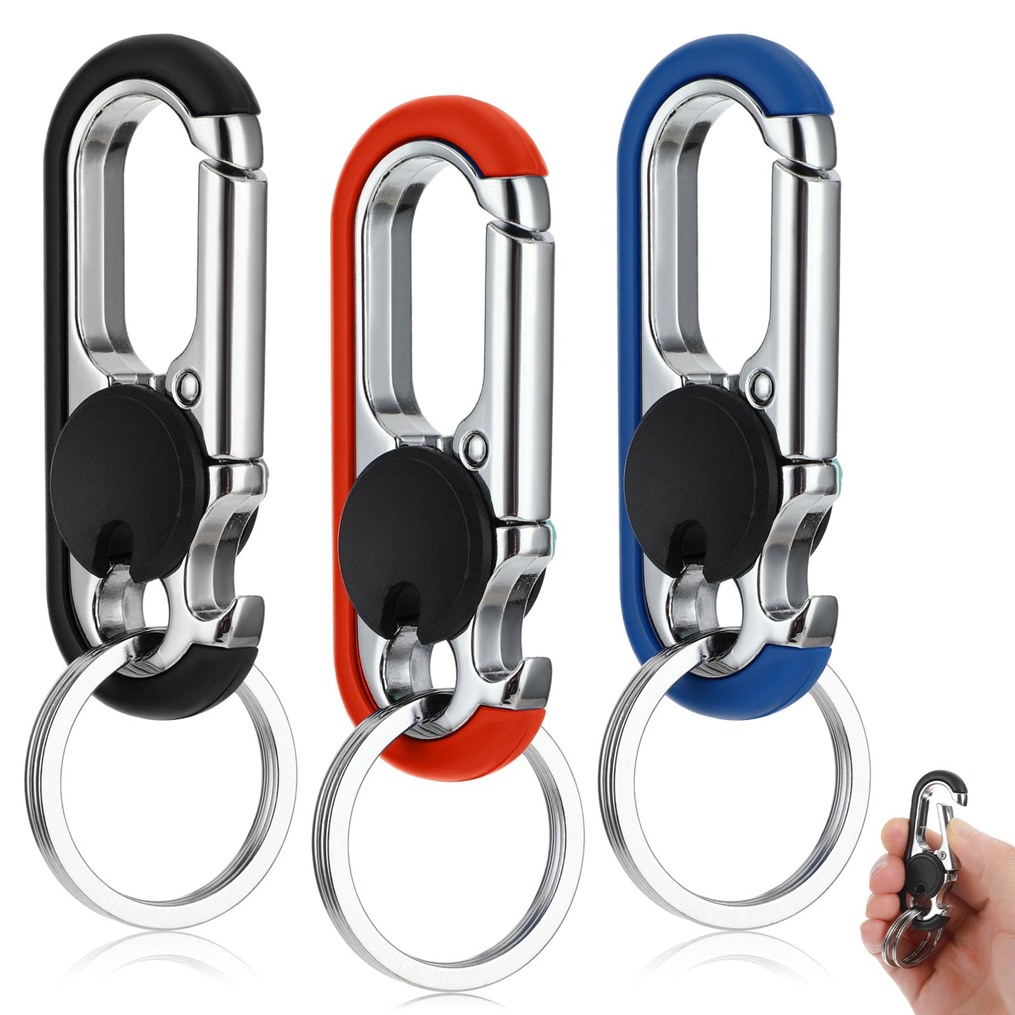 Ouligay 3pcs Keychains for Men, Anti-Loss Key Rings for Car Keys, Heavy Duty Key Ring with Double Keyrings, Keychain for Car Keys Personalized Car Keychain for Unisex Double Ring Design