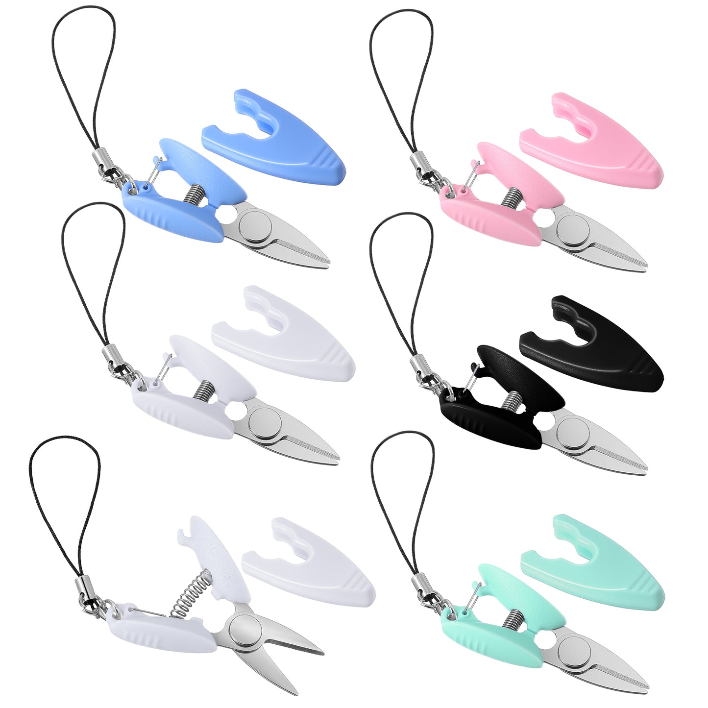 Mabor 6Pcs Mini Scissors Travel, Tiny Small Compact Yarn Keychain Scissors with Cover Travel-Sized Portable Snips for Crafts Sewing Yarn