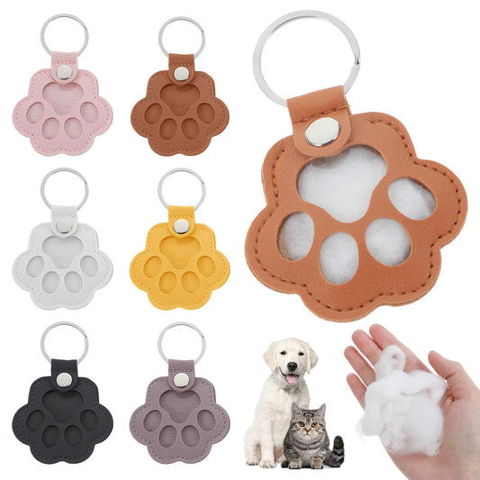 Tyqour 6pcs Dog Hair Collector Keyring Pet Fur Keepsake Memorial Pets Dog Hair Storage Keepsake Keyring Pet Paw Shaped Cat Dogs Fur Memory Charm