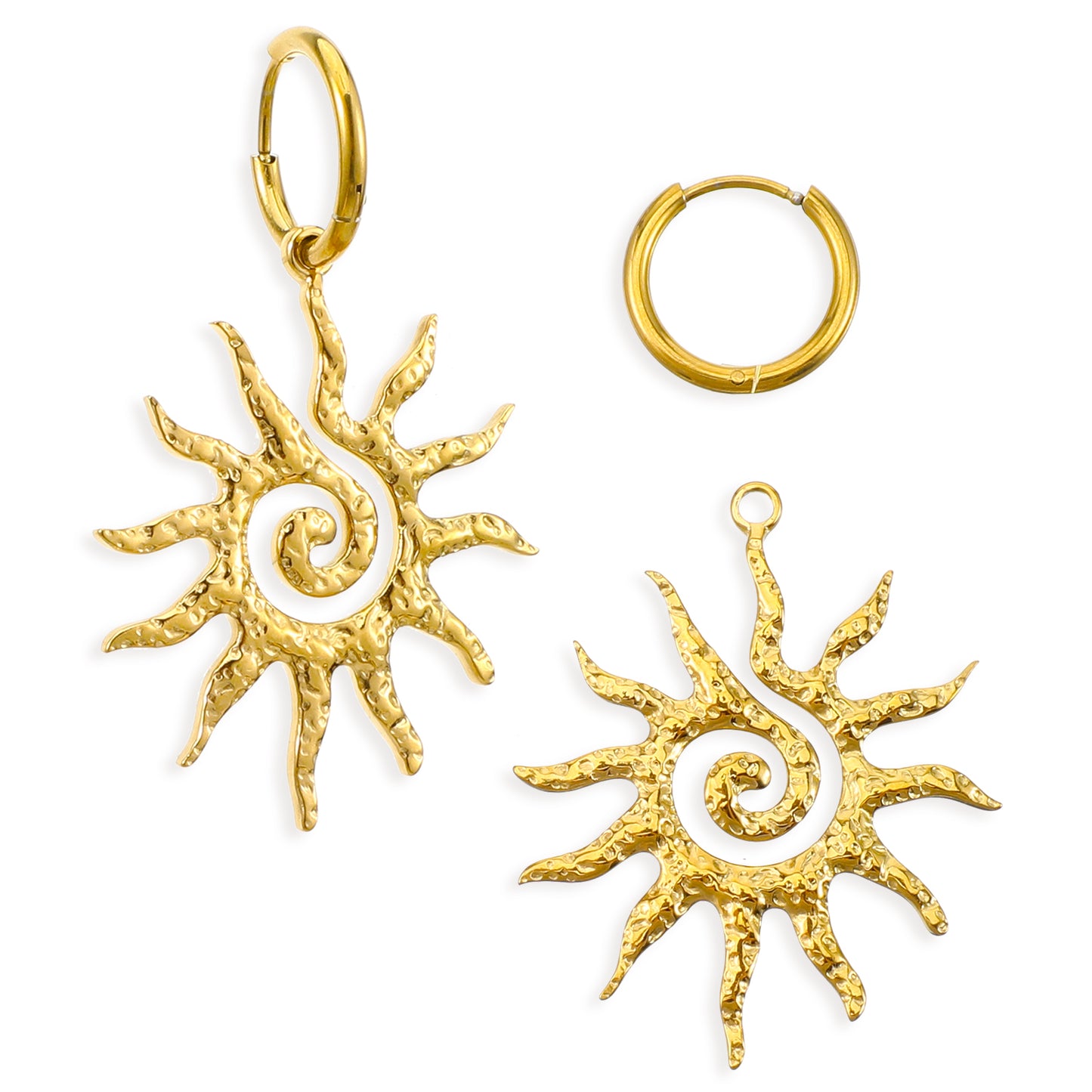 Ymapinc Helix Hoop Sun Charm Earrings for Women, Trendy Lightweight Boho Gold Hoop Jewellery, Summer Jewelry 2025 Holiday & Valentine's Day Gifts