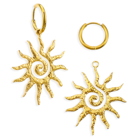 Ymapinc Helix Hoop Sun Charm Earrings for Women, Trendy Lightweight Boho Gold Hoop Jewellery, Summer Jewelry 2025 Holiday & Valentine's Day Gifts