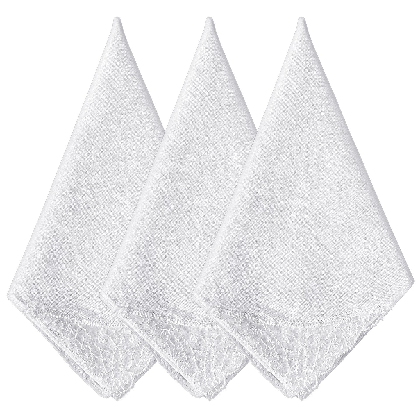 RAHHLIZS 3Pcs Women White Handkerchiefs Ladies Lace Handkerchiefs Hankies