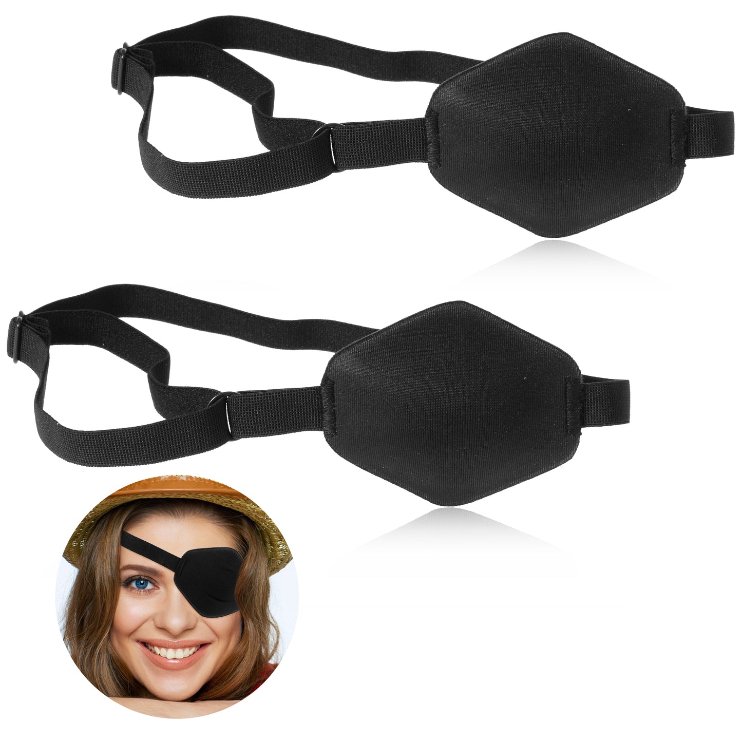 Tyqour 2pcs 3D Medical Eye Patch, Adjustable Eyepatch for Adults, Pirate Medical Eye Patches for Adults Kids Left or Right Eyes, Eye Patch for Lazy Eye