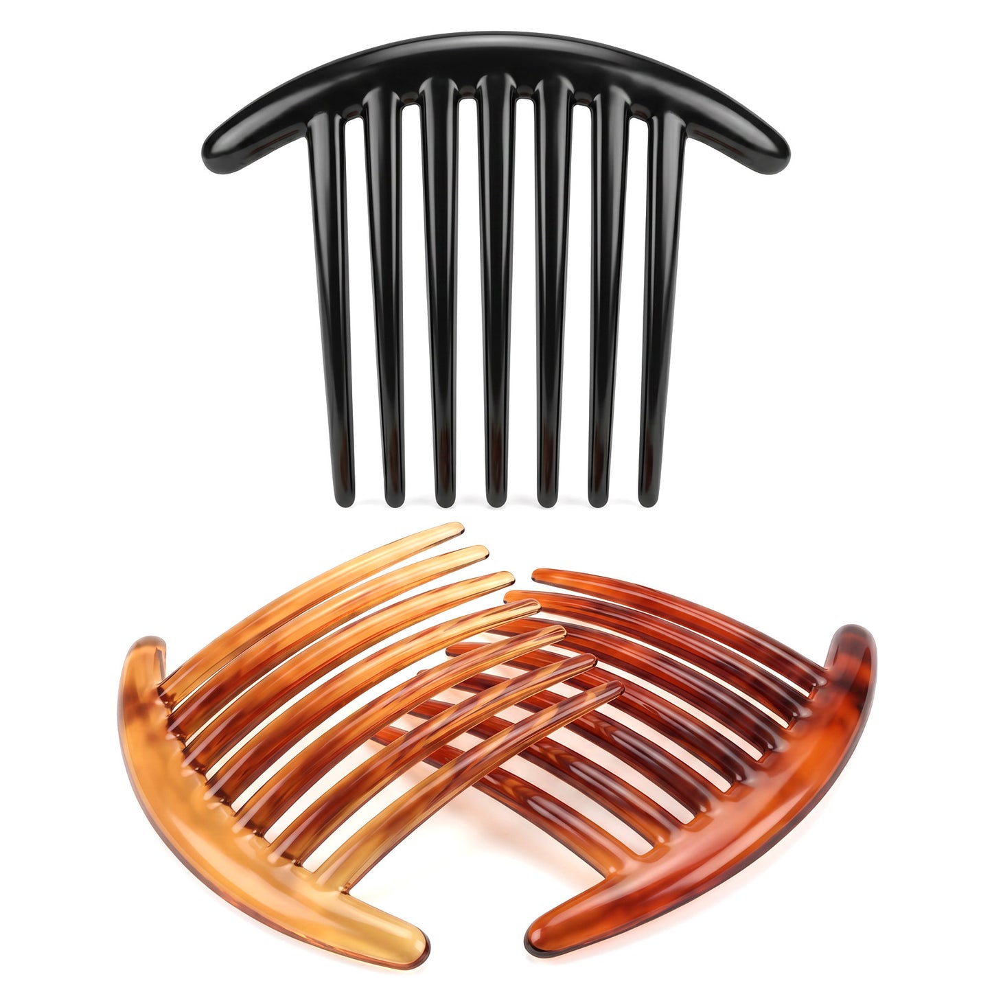 6PCS 7 Tooth French Twist Comb French Hair Comb Plastic Hair Side Combs Accessory for Women Girls Tidying up Stray Elegant Updos Bridal Jewelry Daily Wedding Black Brown Champagne