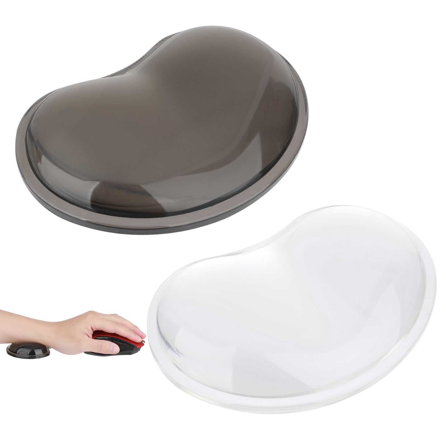 Nogeqi 2 Pack Soft Wrist Mouse Pad Support, Computer Wrist Rest for Computer Mouse, Silicone Mouse Pad Wrist, Ergonomic Typing Wrist Support for Laptop Office Work Computer Gaming(Clear, Black)