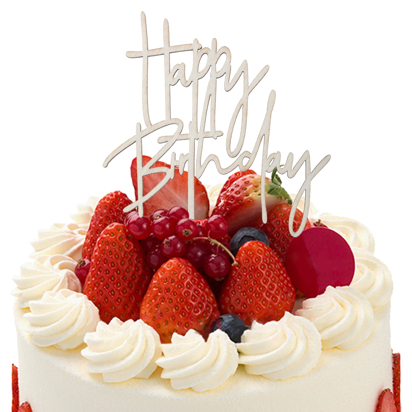 Tyqour Wooden Happy Birthday Cake Toppers, Cake Toppers for Birthday Party Decoration and Anniversary (Brown)