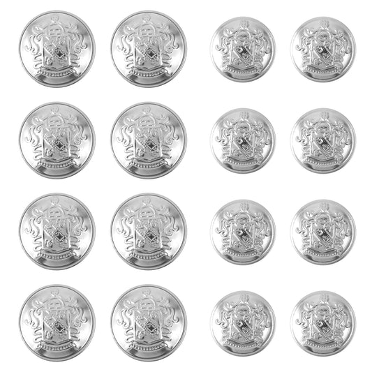 Teaaha 16 PCS Metal Blazer Button Set, 2 Sizes Silver Buttons for Blazers Jeans Button, Replacement Jeans Buttons Metal Silver Vintage Blazer Button Set, Jacket Buttons for Blazer, Suits, Jacket (18mm