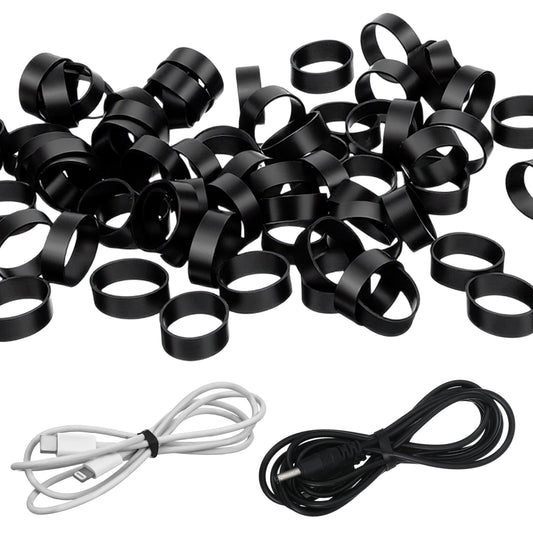 200pcs Silicone Rubber Bands, Black Silicone Flat Rubber Bands, Small Elastic Band, Reusable Rubbers Rings, Non-Slip Thick Heavy Duty Cable Ties for Office Supplies