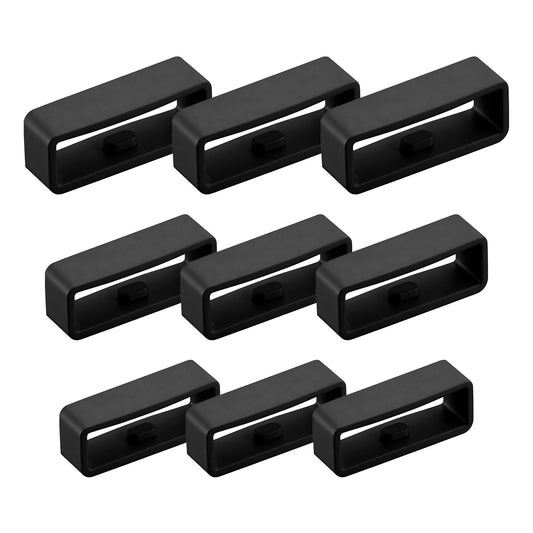 Ymapinc 9 Pcs Black Watch Band Holder, Magic Band Holder Locks Clips Watch Replacement Strap, Magicband Accessories Silicone Rings for Smartwatch (18mm/20mm/22mm)