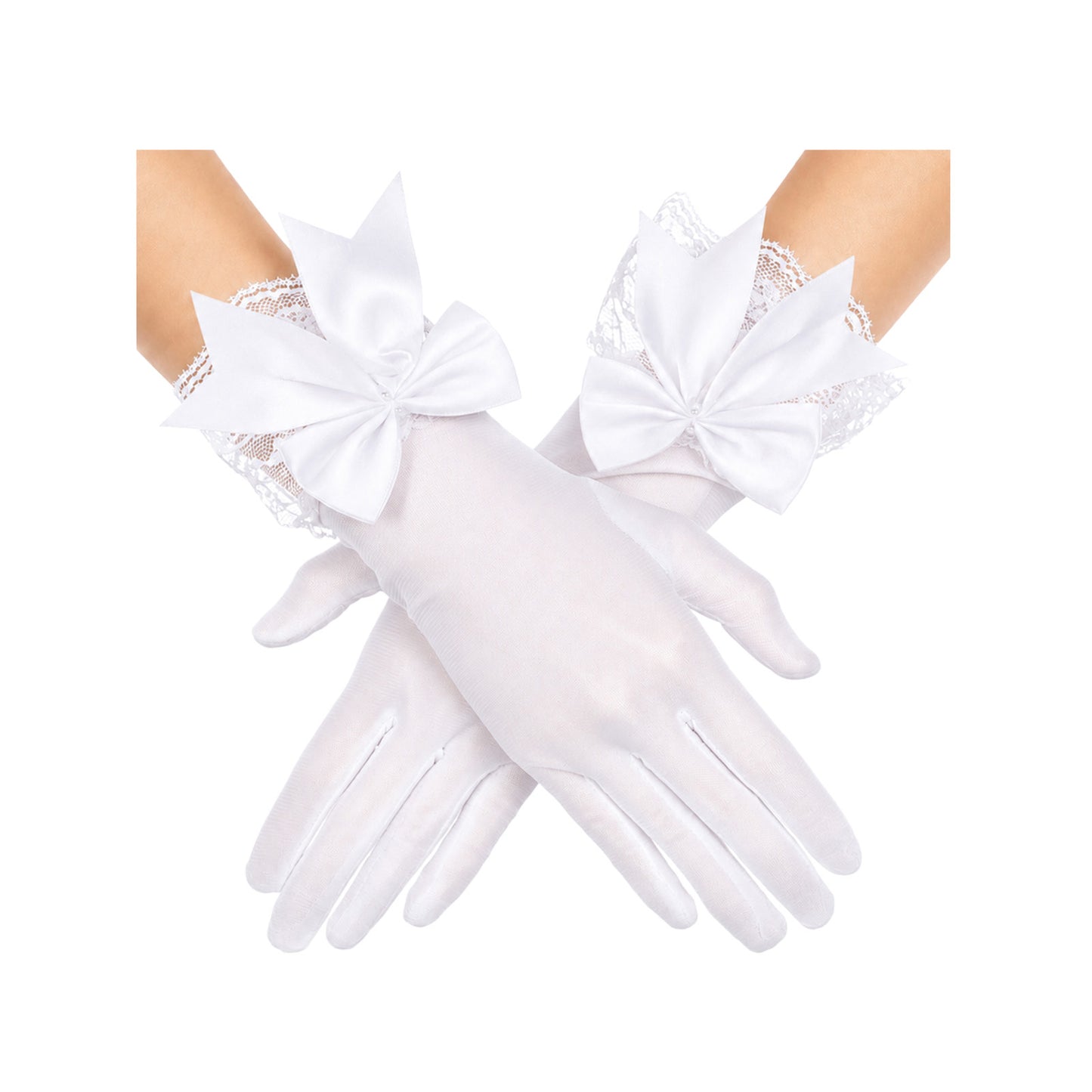 RAHHLIZS White Lace Gloves Women Vintage Tea Party Gloves Fancy Wedding
