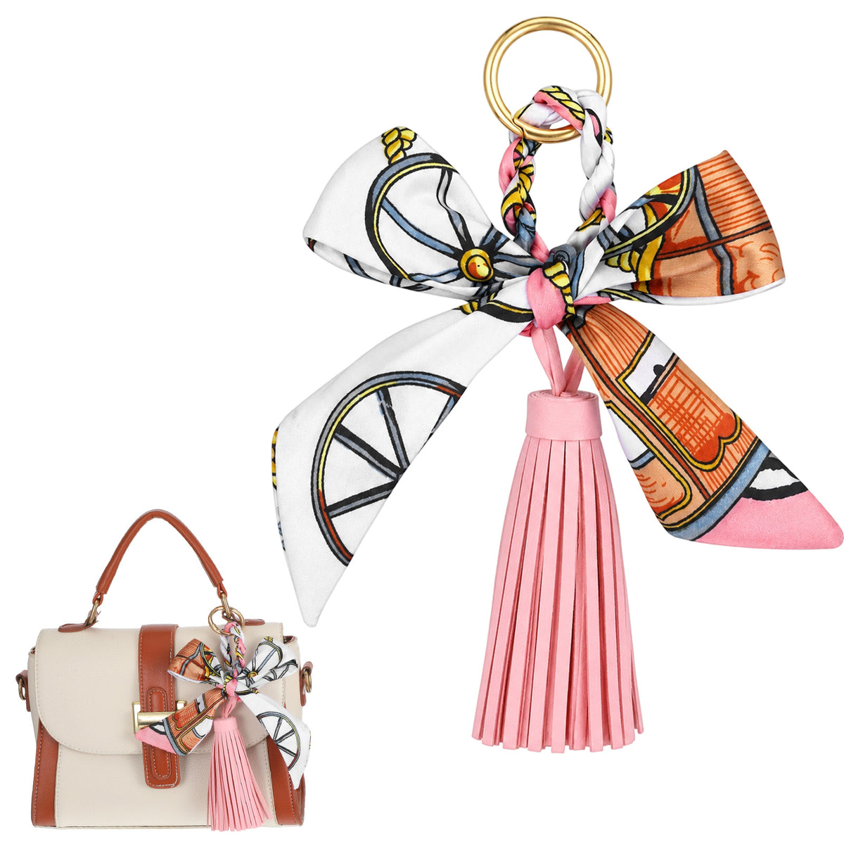 Quvvarly 1Pcs Purse Bow Bag Charm Ribbon Bag Charms for Womens handbags