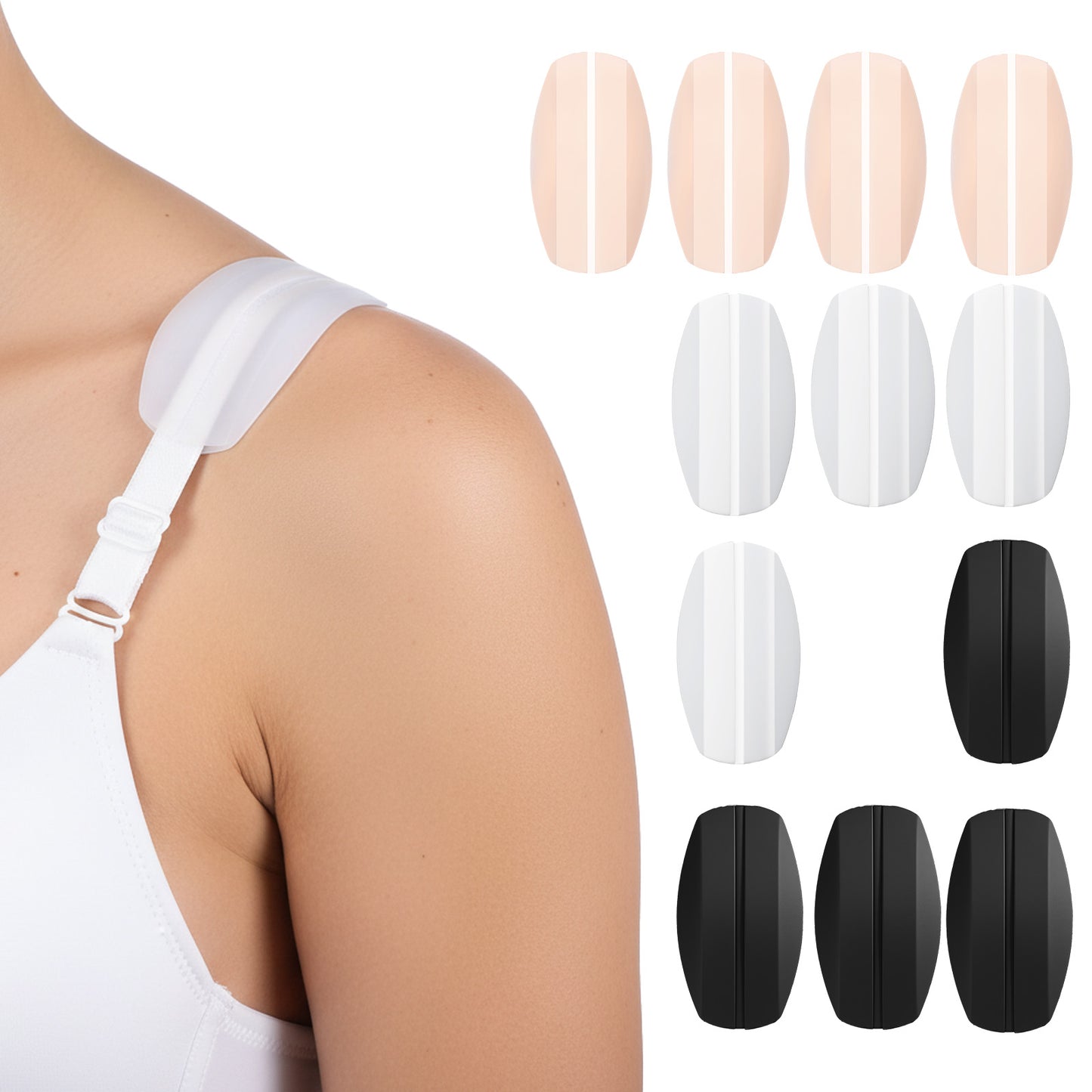 RAHHLIZS 12 Pcs Bra Strap Cushion Silicone Bra Strap Holders for Slipping Soft Shoulder Pads Anti Slip Bra-Strap Holder for Women Underwear Daily Wear