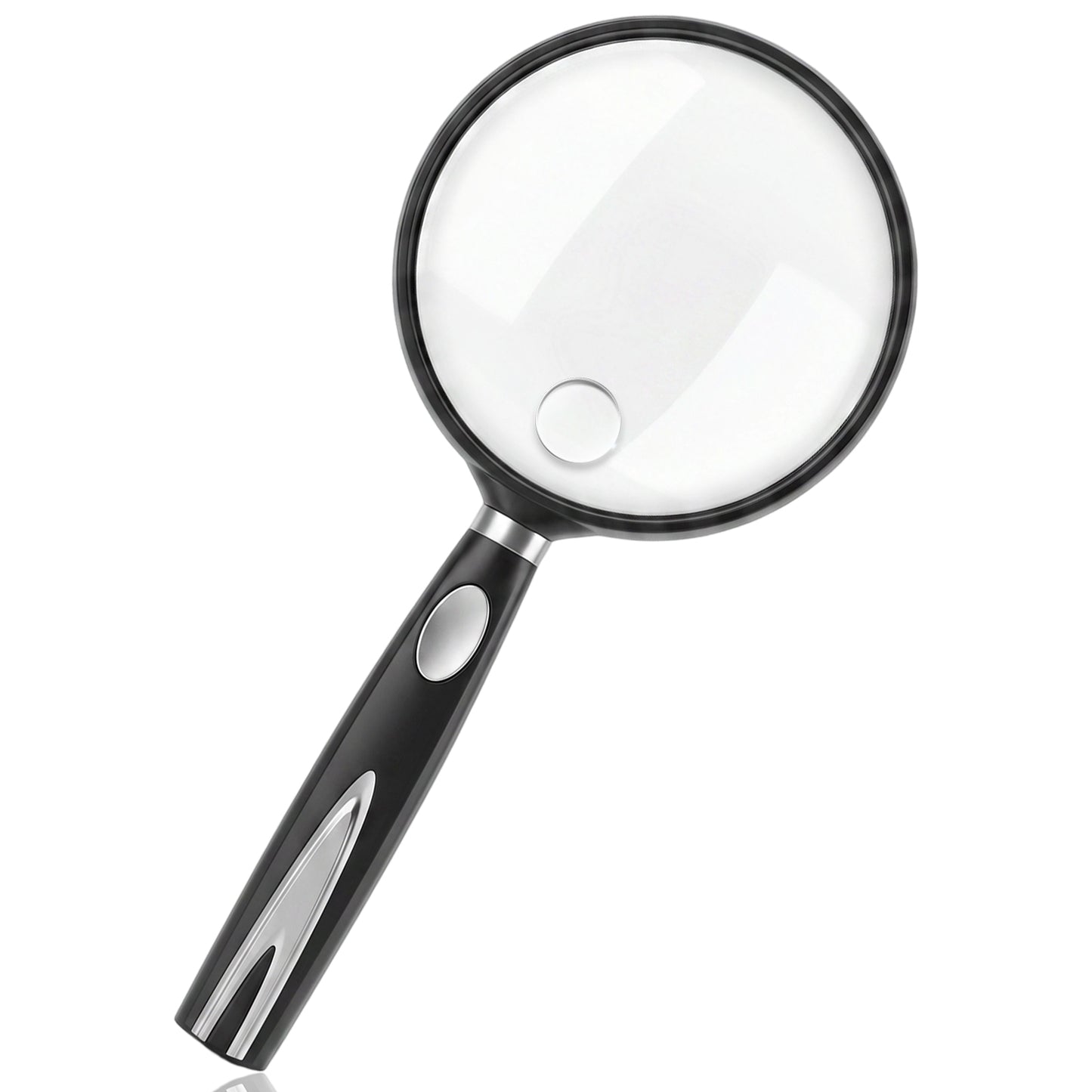 10X Magnifier for Reading, 3-Inch Glass Lens Handheld Magnifier with Non-Slip Handle, Large Magnifying Glass for Seniors and Kids, Nature Exploration & Hobby Observation (Black)