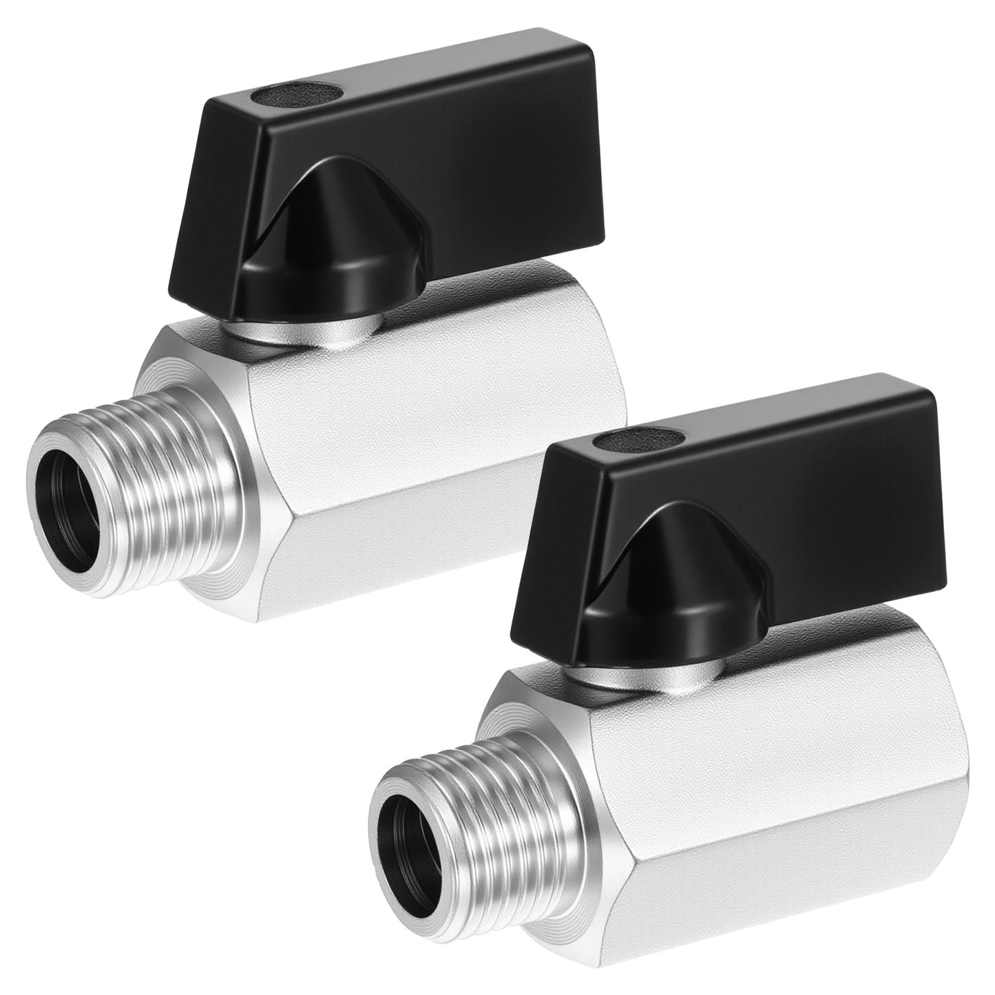 2 PCS Brass Mini Ball Valve 1/4 Npt Ball Valve Npt Female X Male Thread Shut-Off Valves Air Shut-Off 1/4 Comp Female Valves Widely Used at Home Bathroom Kitchen Rv Motorhome