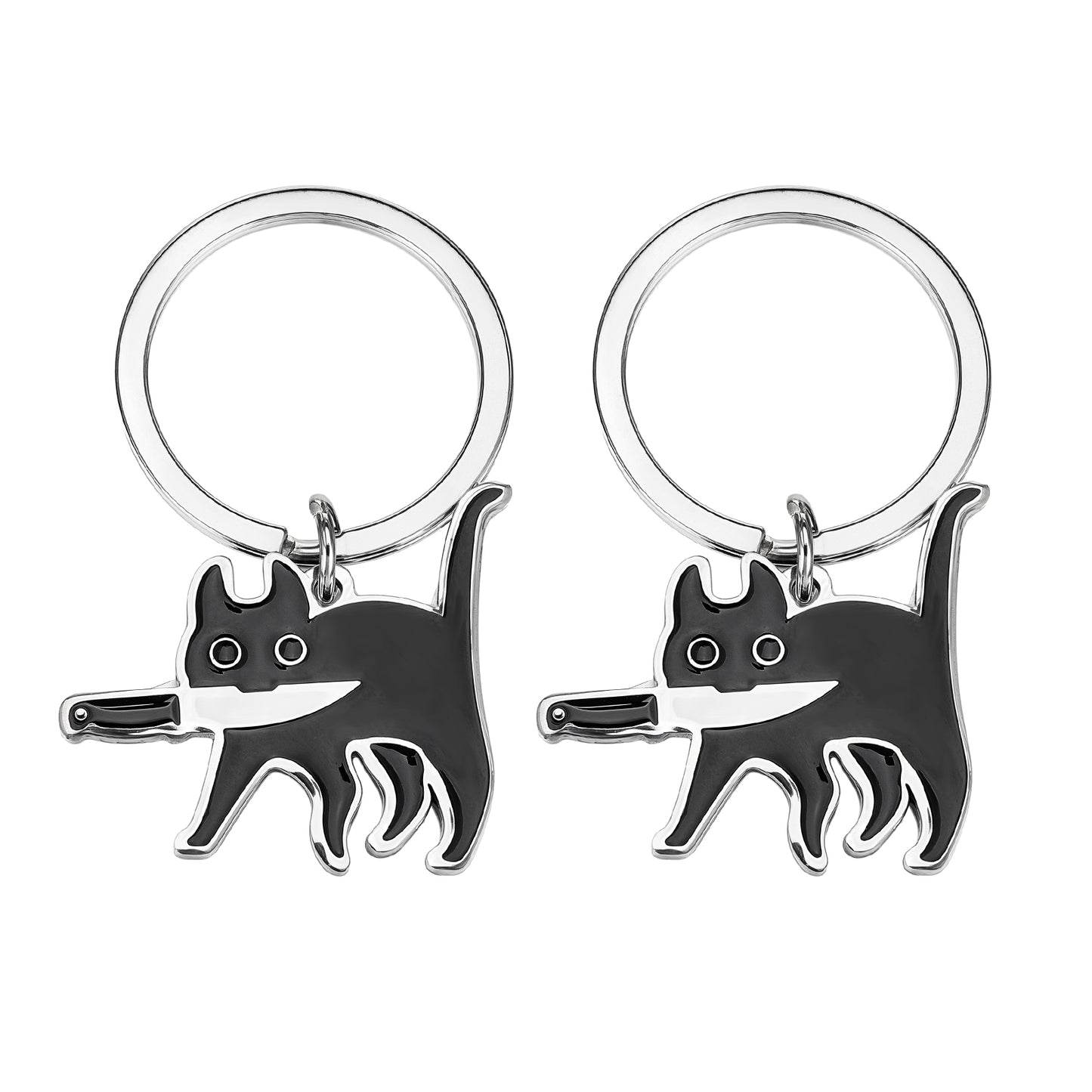 Mabor 2 Pcs Cat Lover Gifts For Women Men Black Cat Decor Funny Keychain, Christmas Keychain Valentine's Day Gift, Family and Friends Gifts Cat Gift