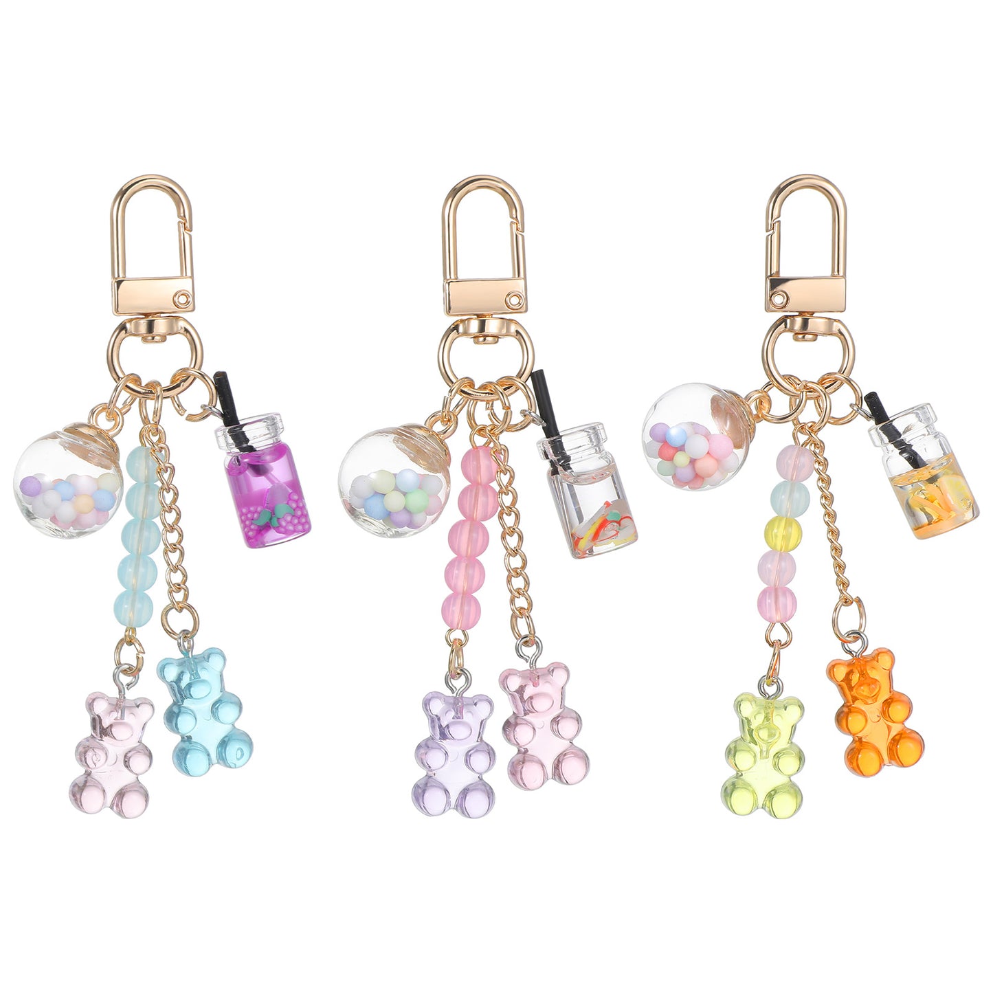 Ymapinc 3PCS Keychain Accessories for Women Purse Charms Cute Bear Key Pendant Candy Pendant Suitable for Decorating Wallets, Car Keys，backpack