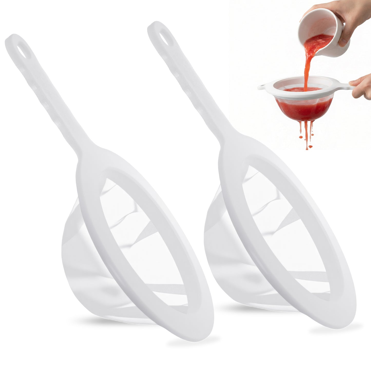 Matwsec 2PCS Extra Fine Mesh Strainer 120/200 Mesh Nylon Ultra Fine Mesh Strainer with Handle for Filtering Yogurt Juice Coffee Milk Honey Matcha Kitchen