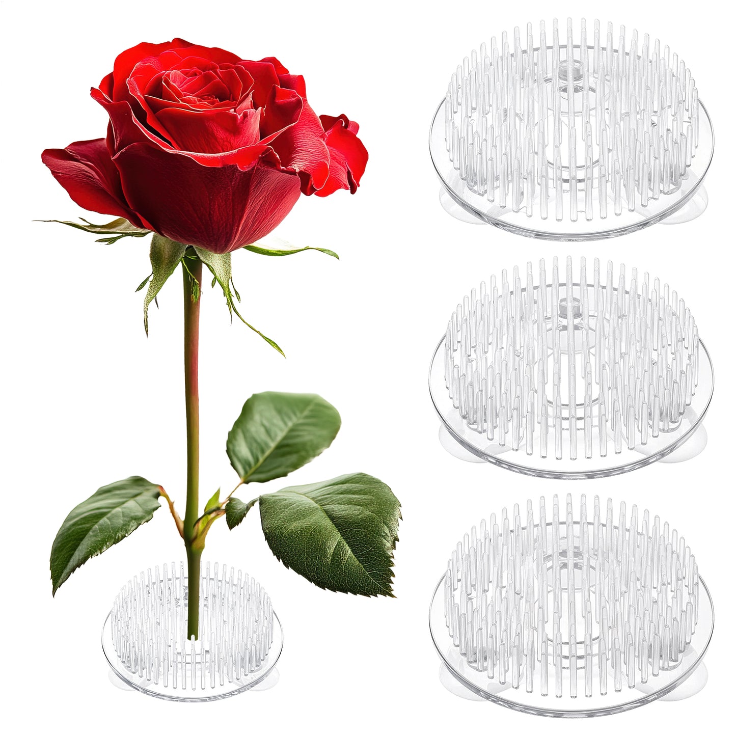 3 Pcs Flower Frogs With Suction Base and Clear Plastic Pin Round Flower Arrangement Holder for Arrangements Vase Transparent Floral Pin Frog for Ikebana, Weddings Home Decor