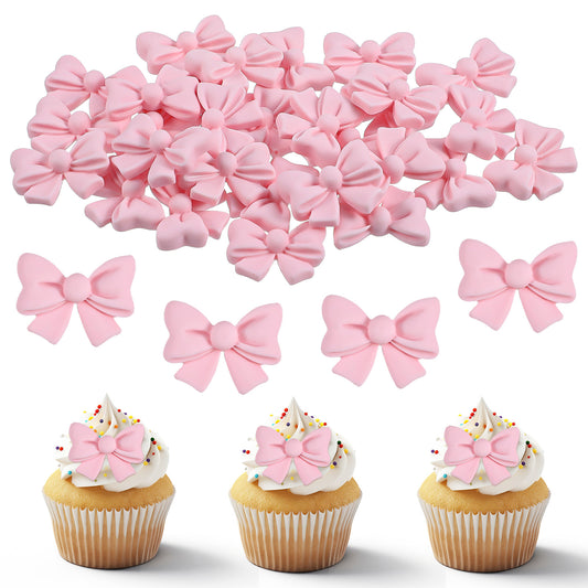 30 Pcs Pink Bow Cupcake Toppers,Bow Cake Topper Birthday Decorations, Mini Bowknot Cupcake Picks For Coquette Theme Party Decoration,Bachelorette Bridal Engagement Wedding Baby Shower Party Decor