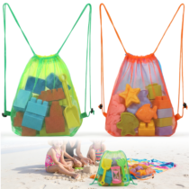Sorcristy 2PCS Mesh Drawstring Backpack Beach Toys Bag Sand Toy Bags Vacation Essentials Shell Collecting Bag Beach Must Haves Box Toys Seashell Bags