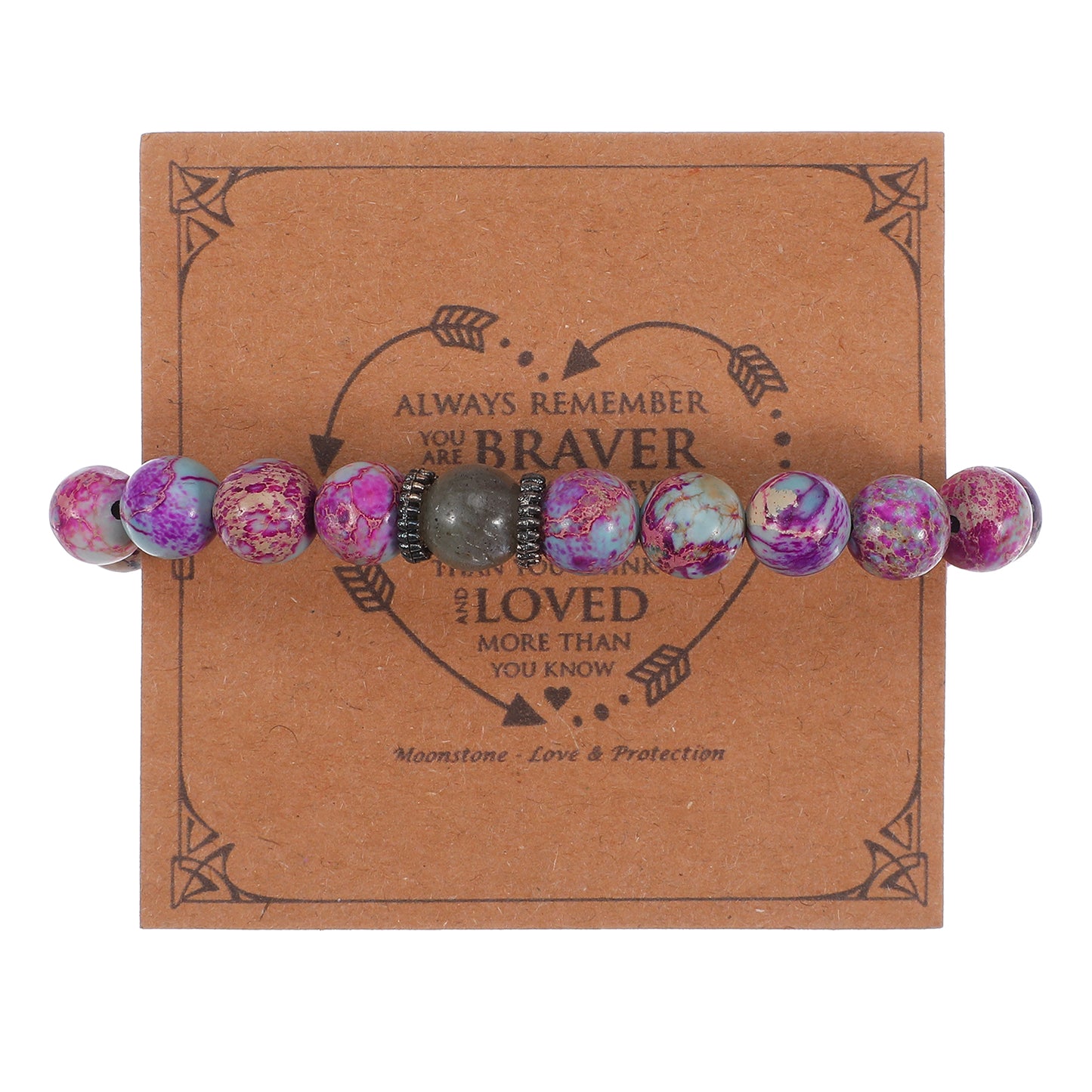 RAHHLIZS Purple Natural Stone Beads Bracelets, Imperial Jasper Colorful Natural Stone Bracelets Adjustable for Women/Men Easter Christmas Birthday Graduation Gift