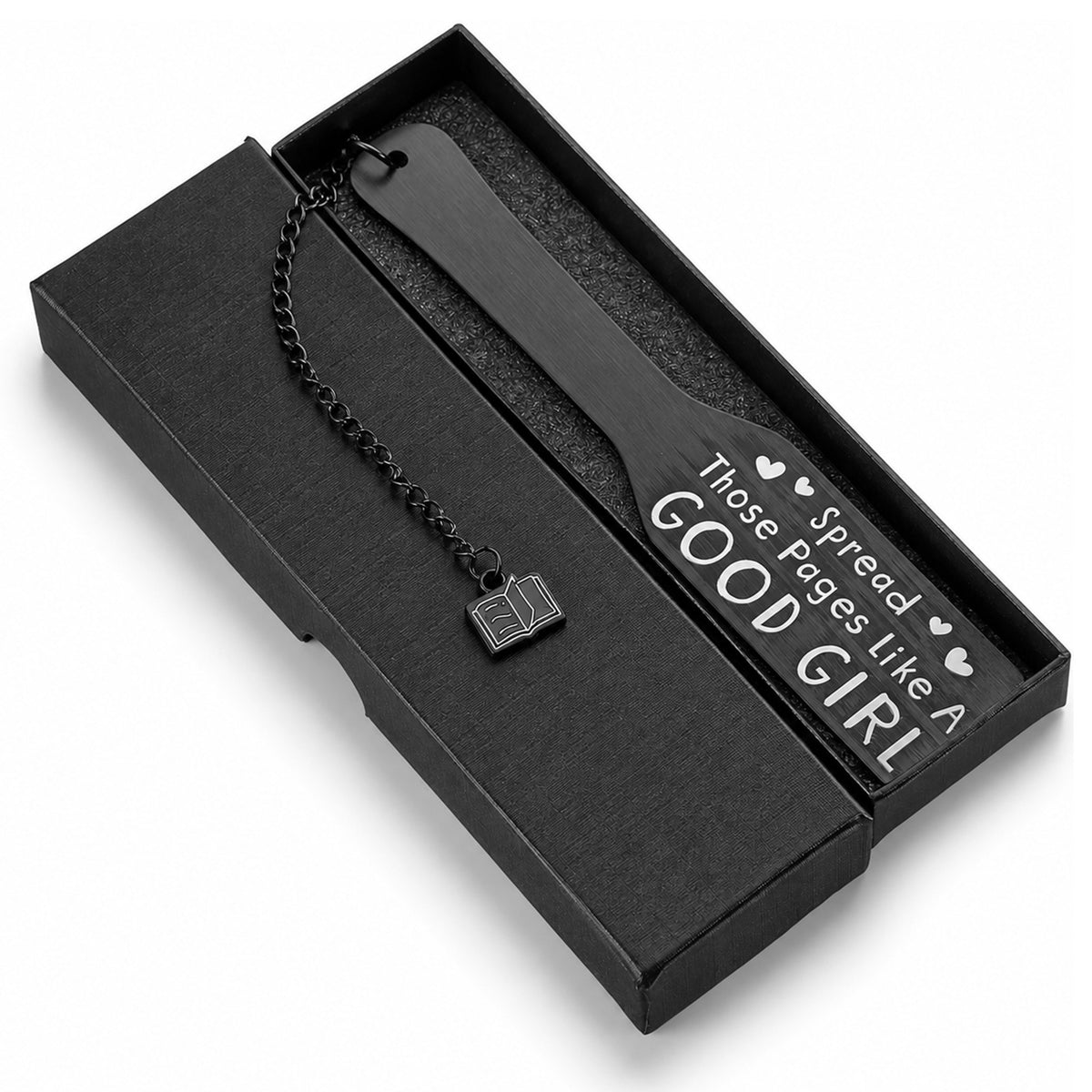 Tyqour Smutty Metal Bookmark, Dark Romance Bookmarks, with Black Box
