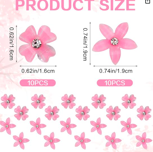 Teaaha 20PCS Mini Flower Hair Clips - Rhinestone Decorated Cute Claw Clips, Wedding Hair Barrettes & Bridal Hair Accessories for Girls & Women (2 Styles, Pink)