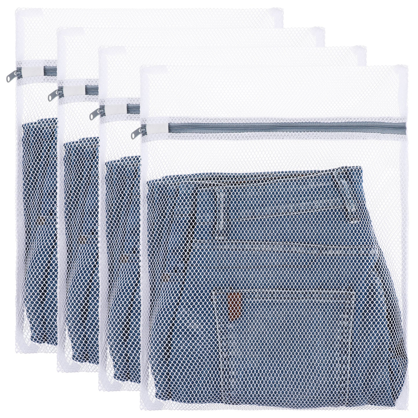 Nogeqi 4 Pack Mesh Laundry Delicates Bags (30x40 cm) Durable Lingerie Bags Small Mesh Washing Bag Laundry Bag for Washing Machine for Lingerie Baby Clothes Socks Underwear