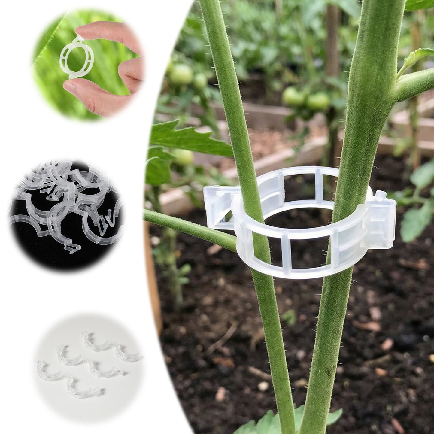 Ouligay 100PCS Plant Clips for Climbing Plants, Clear Plastic Plant Support Clips, Reusable Garden Clip for Fixing Tomatoes, Vegetables, Cucumbers, Plants Accessories for Thriving Growth