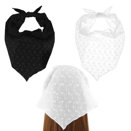Ymapinc Headscarf for Women's Hair - 2Pcs White and Black Triangle Bandana Scarf, Stylish Bandanas for Women, Head Scarf for Women's Hair Accessories