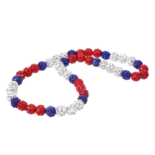 Tyqour Baseball Beads Chain Necklace for Men Mens Baseball Beaded Necklaces, Baseball Necklace with Diamond Bead Necklace Chain for Men, Perfect Baseball Coaching Accessories(red&white&blue)
