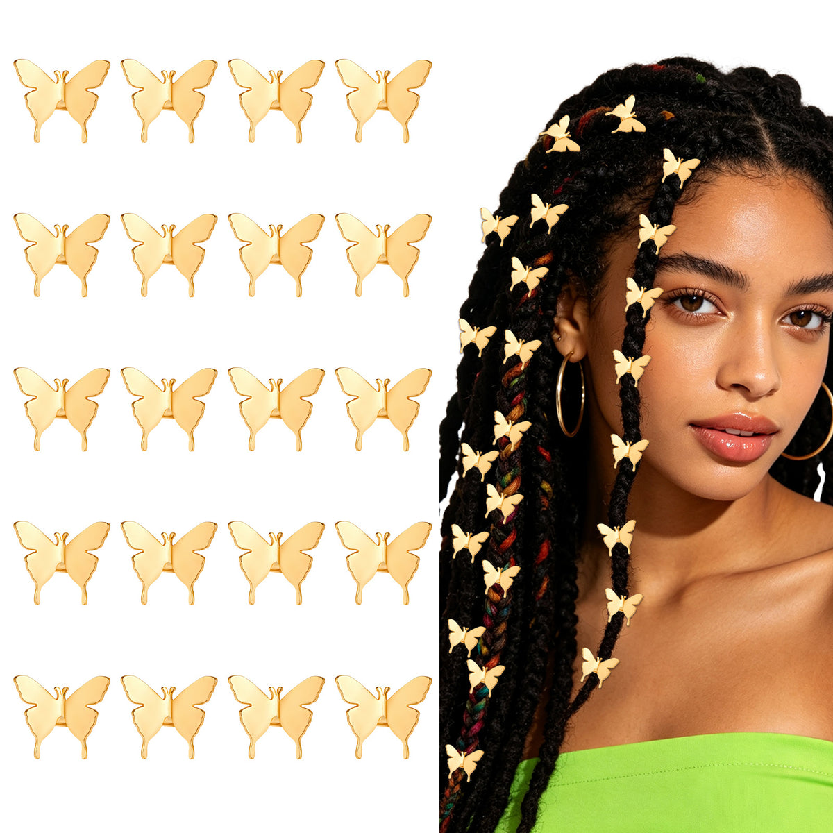 Quvvarly Gold Butterfly Hair Clips 20 Pcs Mini Metal Braid Decor