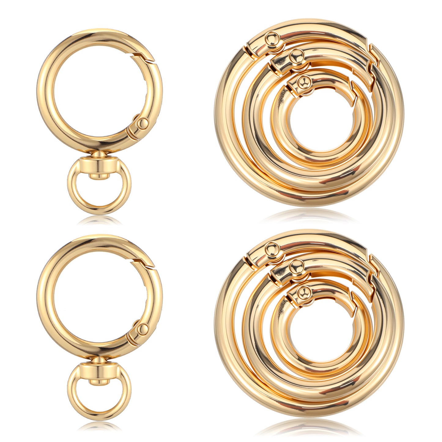 Tyqour 8pcs Gold Carabiner Clip Key Rings for Crafts Key Chain Ring Keychain Clip Spring Keychain Set with Swivel O Rings for DIY Accessories