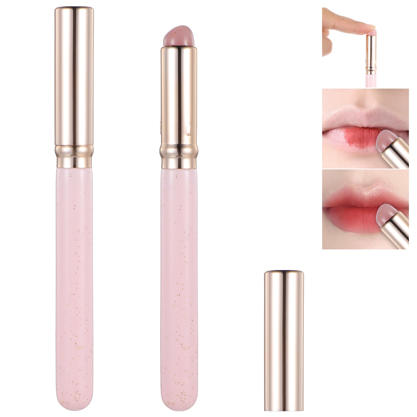 Tyqour 2pcs Silicone Lip Brush Reusable Silicone Lip Applicator Lip Applicators Lipstick Brush with Lid for Lip Gloss, Lip Balm, Lip Stick Concealer